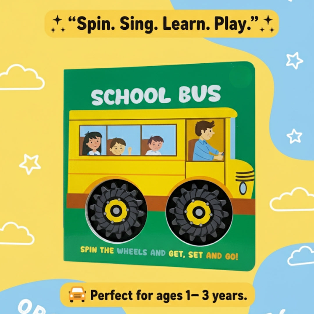 School Bus Wheel Book – Wheel books for kids – Board Book for Children Age 1-3 Years