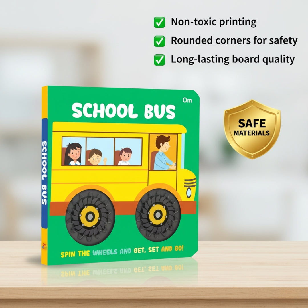 School Bus Wheel Book – Wheel books for kids – Board Book for Children Age 1-3 Years