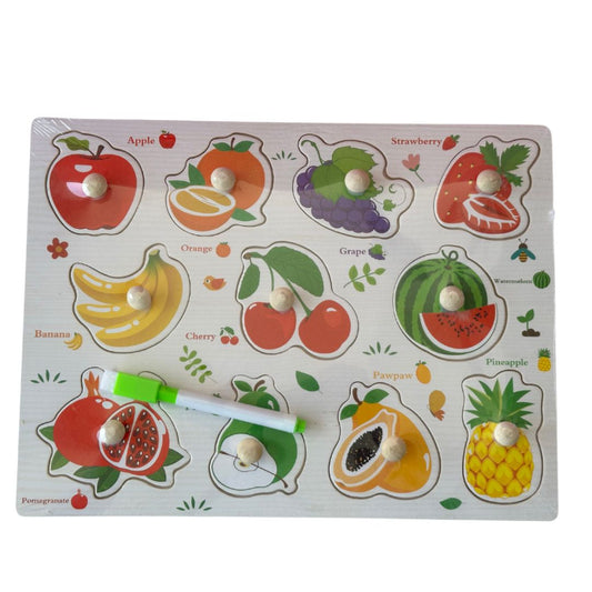 Wooden Fruits Peg Puzzle with Knobs