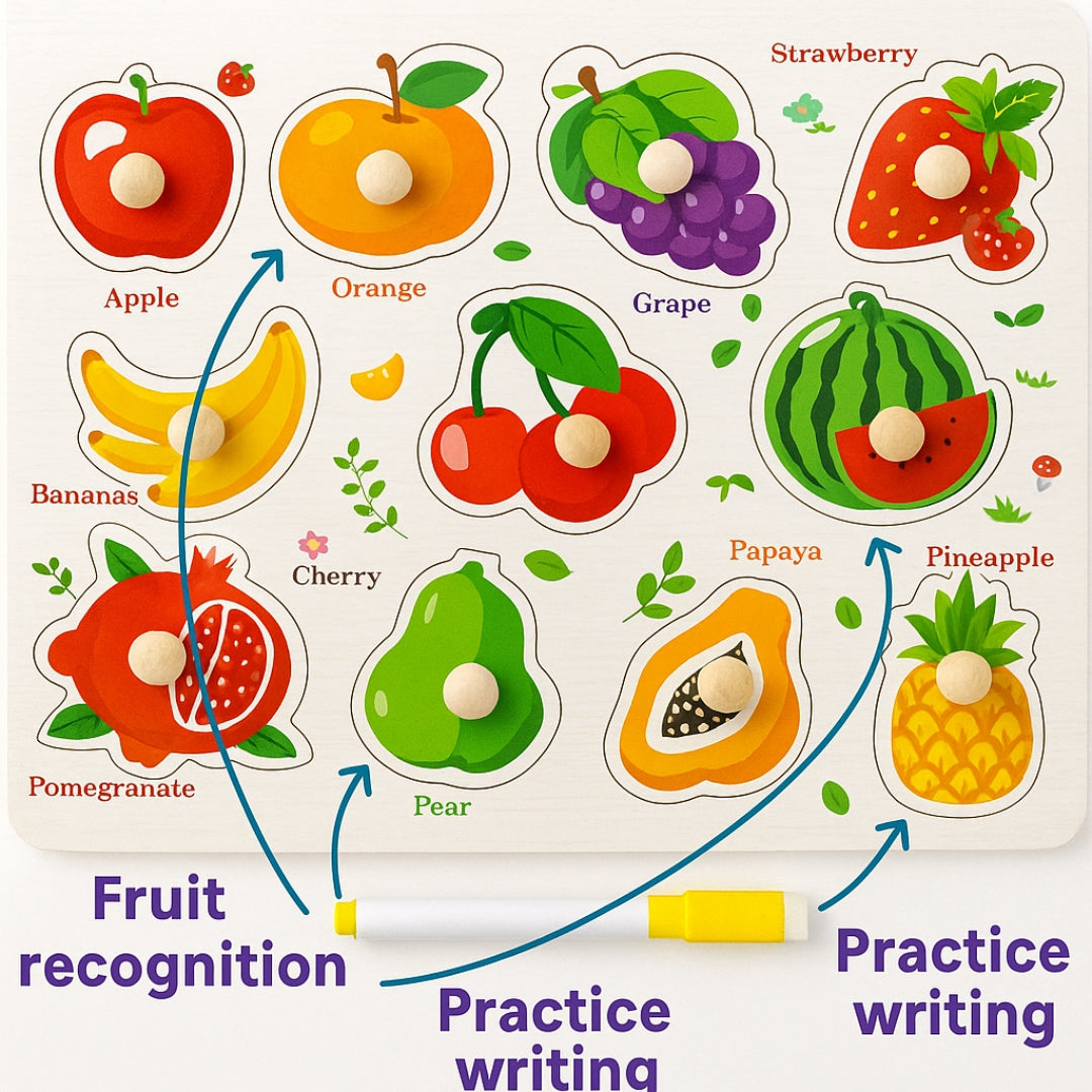 Wooden Fruits Peg Puzzle with Knobs