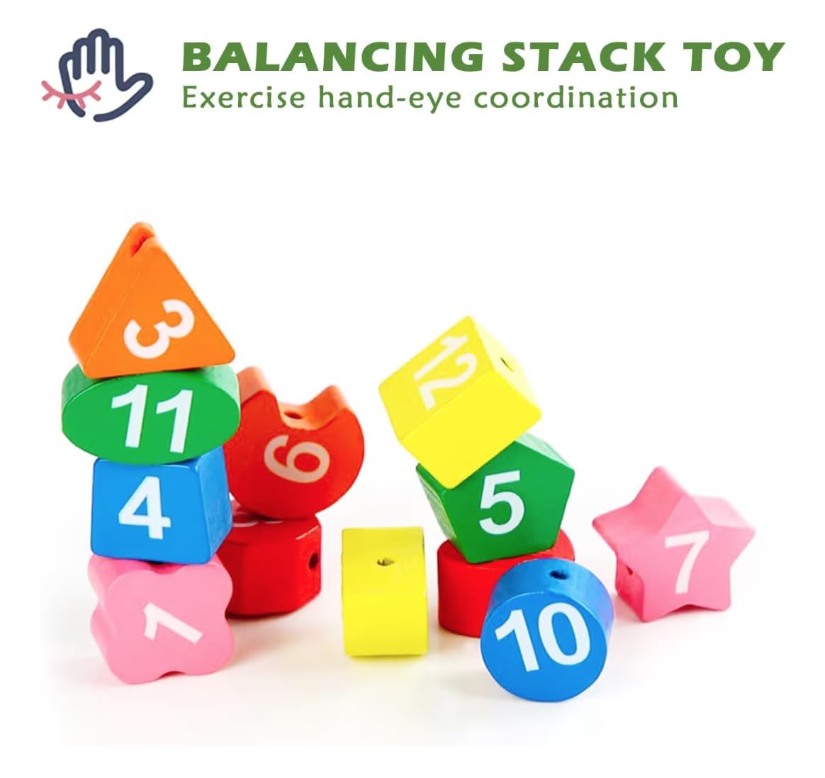 Wooden Learning Clock Toy with Lacing numbers