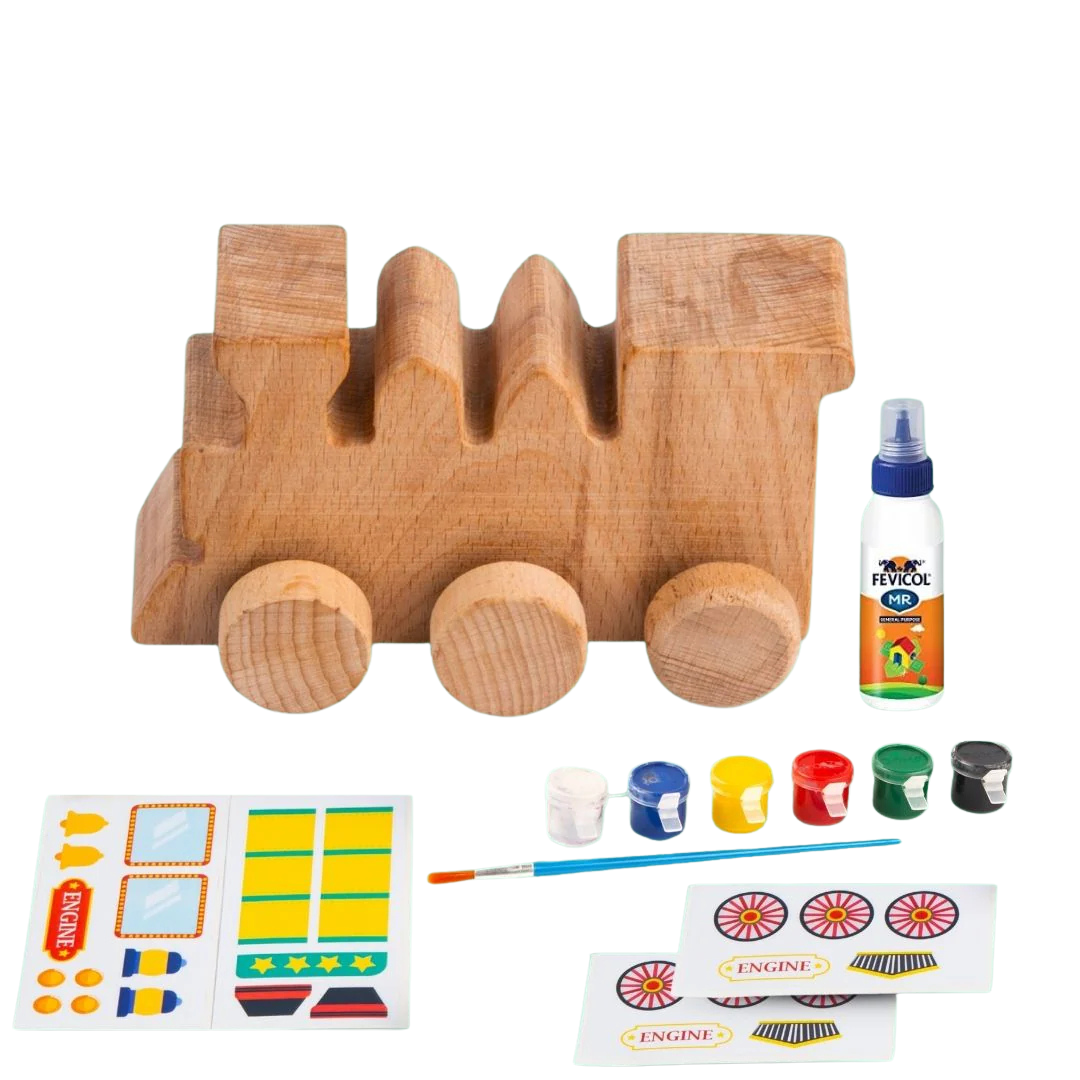 🚂 Wooden DIY Train Engine Kit – For Kids Age 3+ 🚂