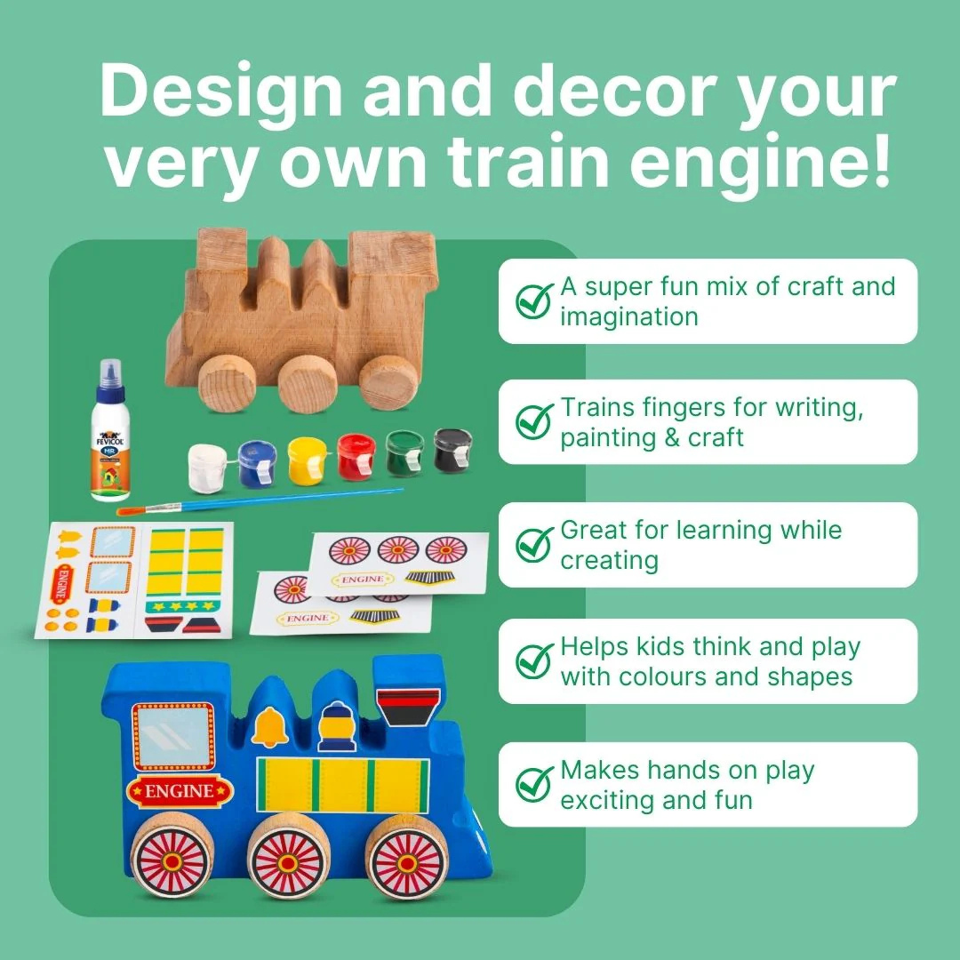 🚂 Wooden DIY Train Engine Kit – For Kids Age 3+ 🚂