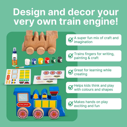 🚂 Wooden DIY Train Engine Kit – For Kids Age 3+ 🚂