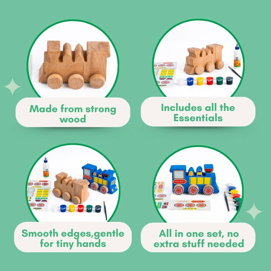 🚂 Wooden DIY Train Engine Kit – For Kids Age 3+ 🚂