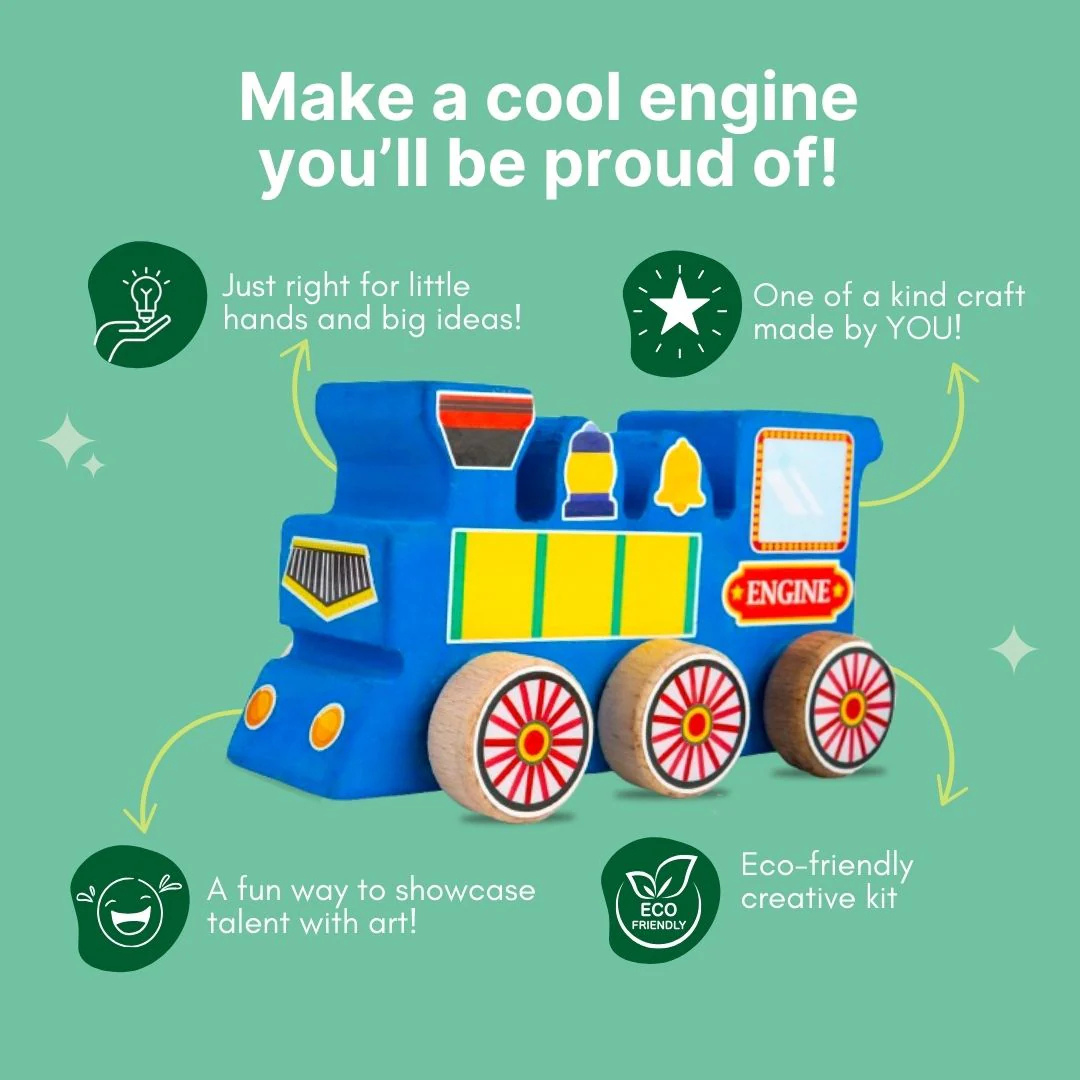 🚂 Wooden DIY Train Engine Kit – For Kids Age 3+ 🚂