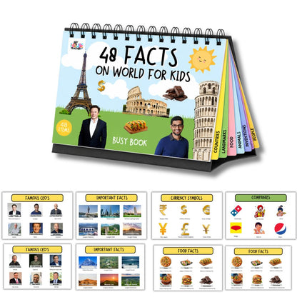 3 in 1 Kids Knowledge Busy Binder Book | India + World Facts + Logos
