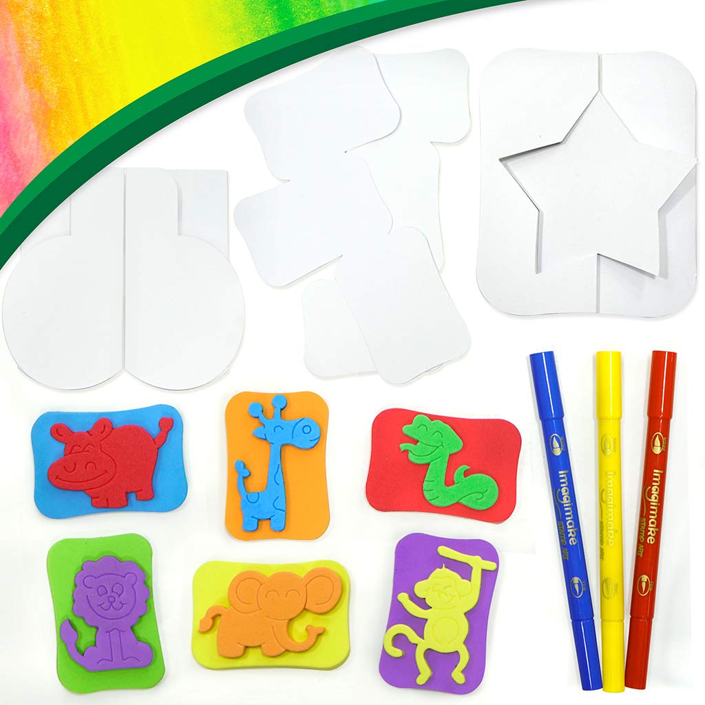 Imagimake Stamp Art Jungle | DIY Art and Craft Kit | Colouring & Stamping Set for Girls & Boys