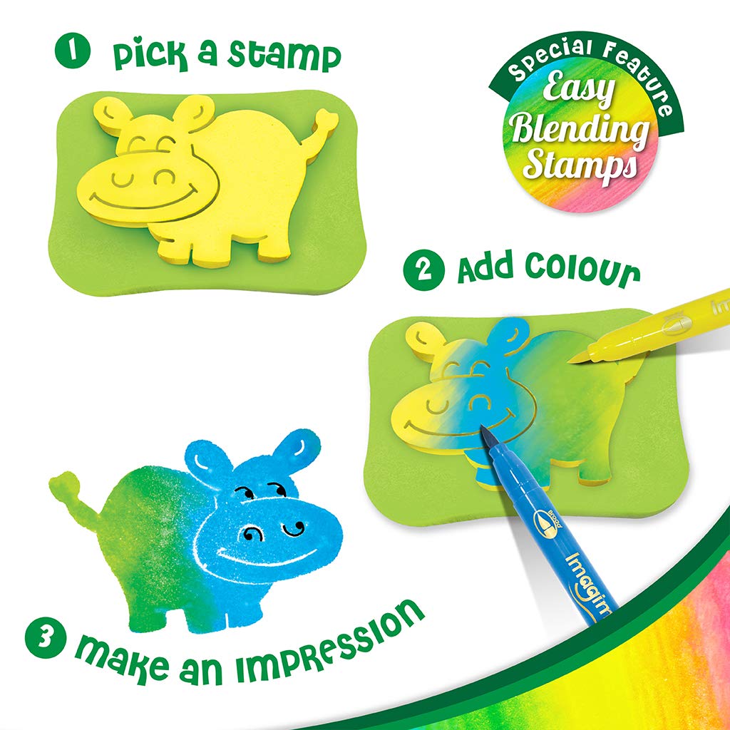 Imagimake Stamp Art Jungle | DIY Art and Craft Kit | Colouring & Stamping Set for Girls & Boys