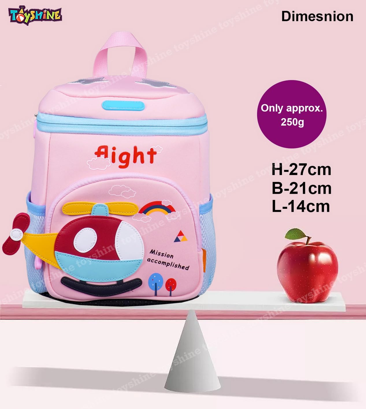 Helicopter Design Backpack for Kids Girls Boys Toddler Backpack Preschool Nursery Travel Bag,Mini Size - Pink