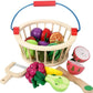 Magnetic Wooden Cutting Fruits – Food Play Toy Set with Basket