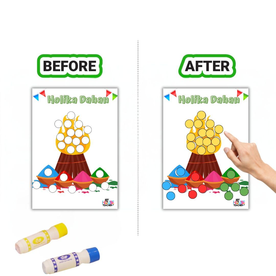 Holi Activity Kit for Kids Age 2-5 Years | Colorful Dot Marker Activity