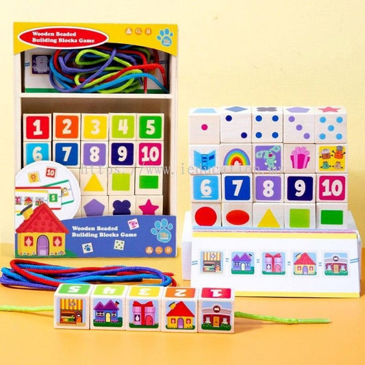 Wooden Number Lacing Set