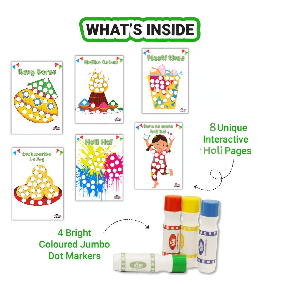 Holi Activity Kit for Kids Age 2-5 Years | Colorful Dot Marker Activity