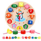 Wooden Learning Clock Toy with Lacing numbers