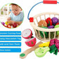 Magnetic Wooden Cutting Fruits – Food Play Toy Set with Basket