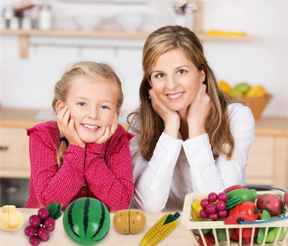 Magnetic Wooden Cutting Fruits – Food Play Toy Set with Basket