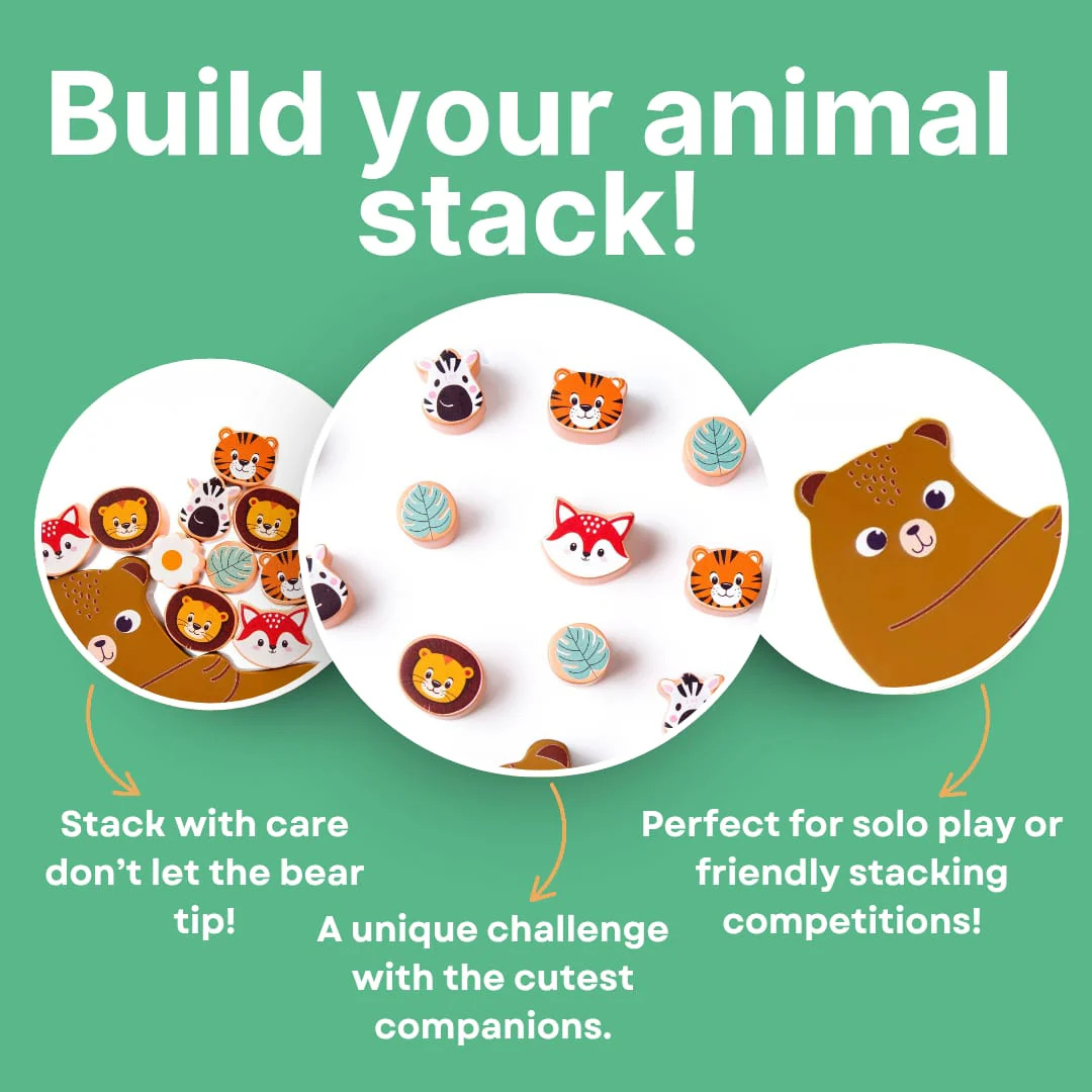 Wooden Animals on Bear – Balancing Toy (Age 3+)