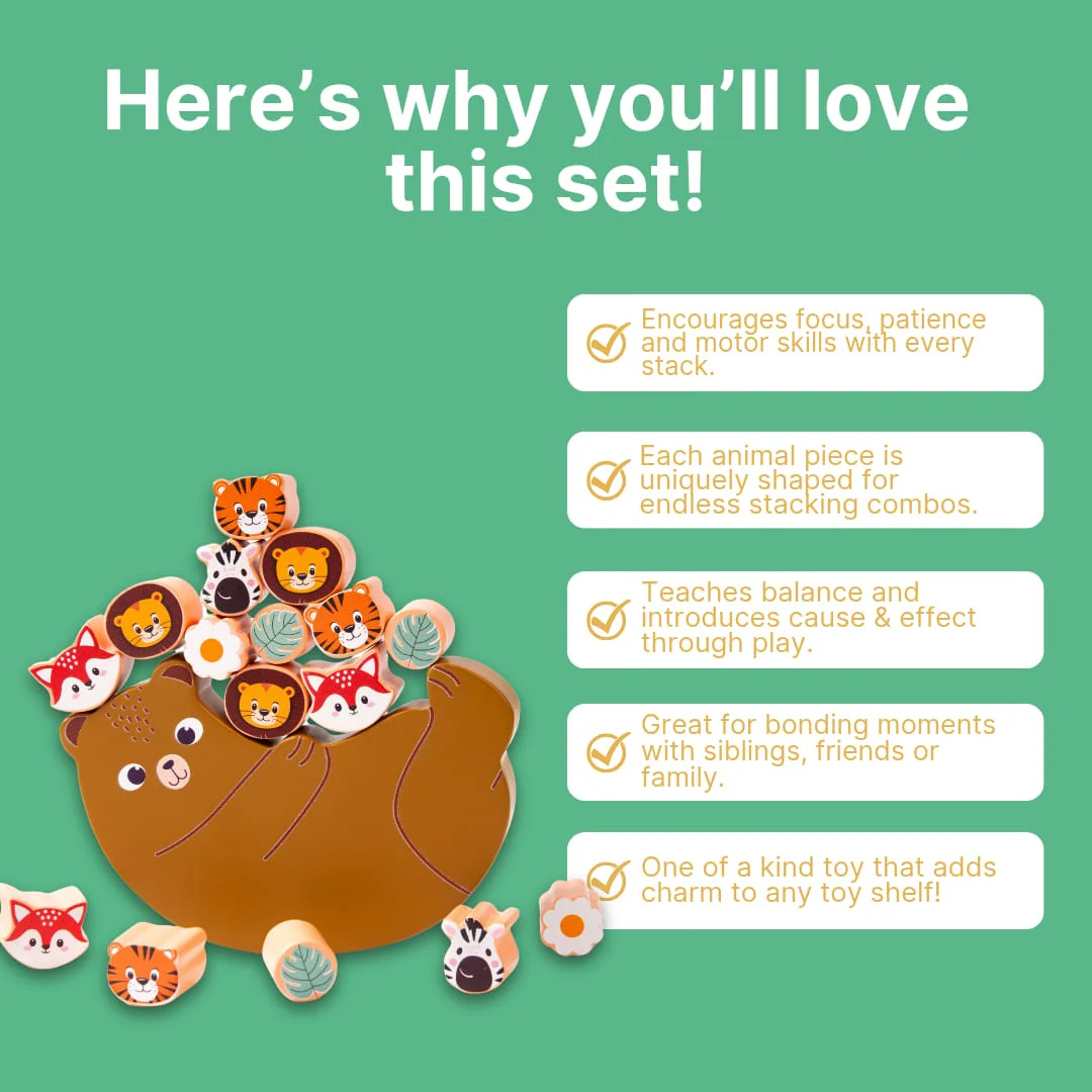 Wooden Animals on Bear – Balancing Toy (Age 3+)