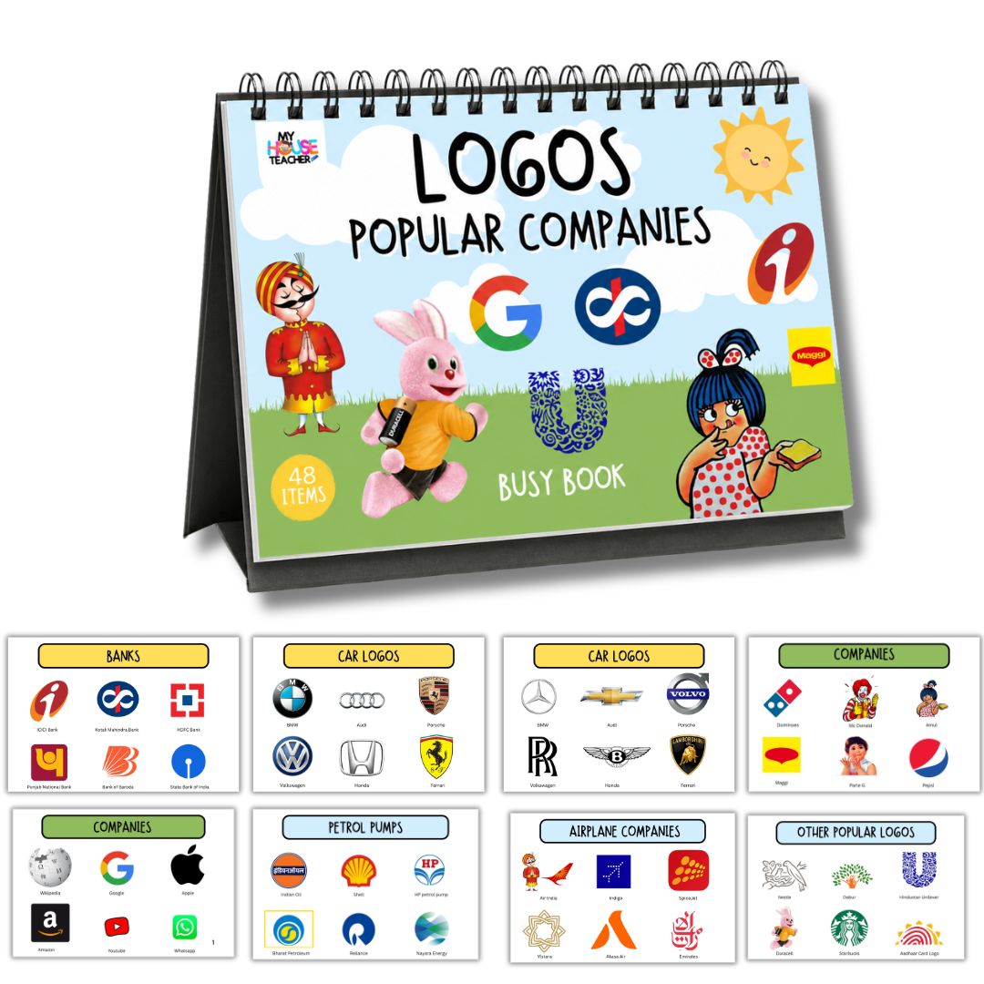 3 in 1 Kids Knowledge Busy Binder Book | India + World Facts + Logos