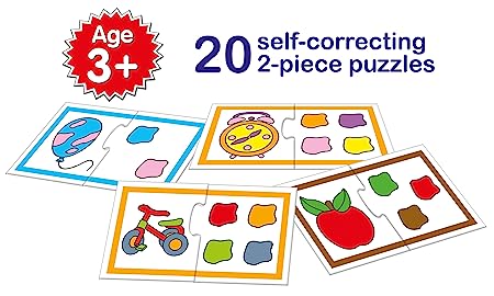 Fun with Colours Puzzle – 40 Pieces, 20 Self-Correcting 2-Piece Puzzles, Early Learner Educational Jigsaw Puzzle Pair Set with Images | Ages 3 & Above | Educational Toys and Games