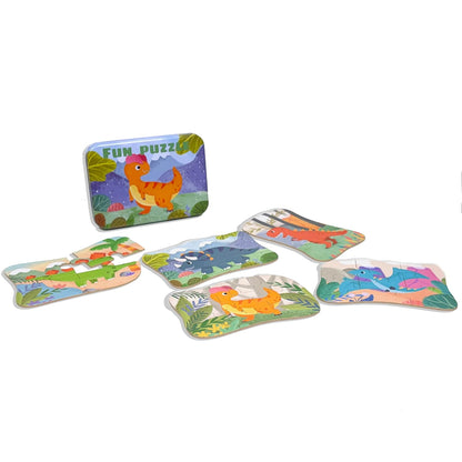 Jigsaw Puzzle Set in Metal Box –  (Dinosaur Theme)