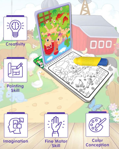 Farm Animals Water Magic Colouring Book for Kids