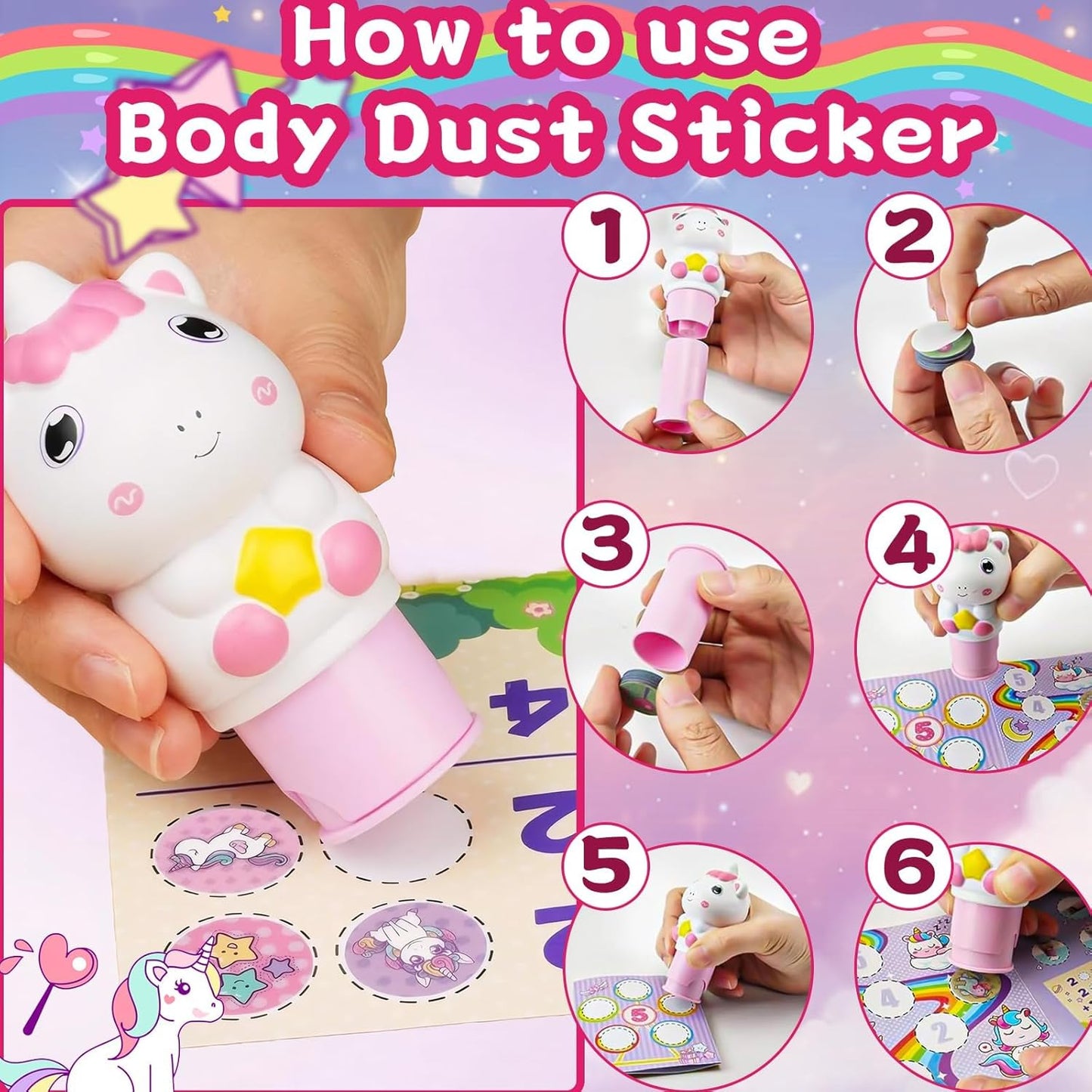 Magic Sticker and Stamper Activity Kit for Kids (Unicorn)