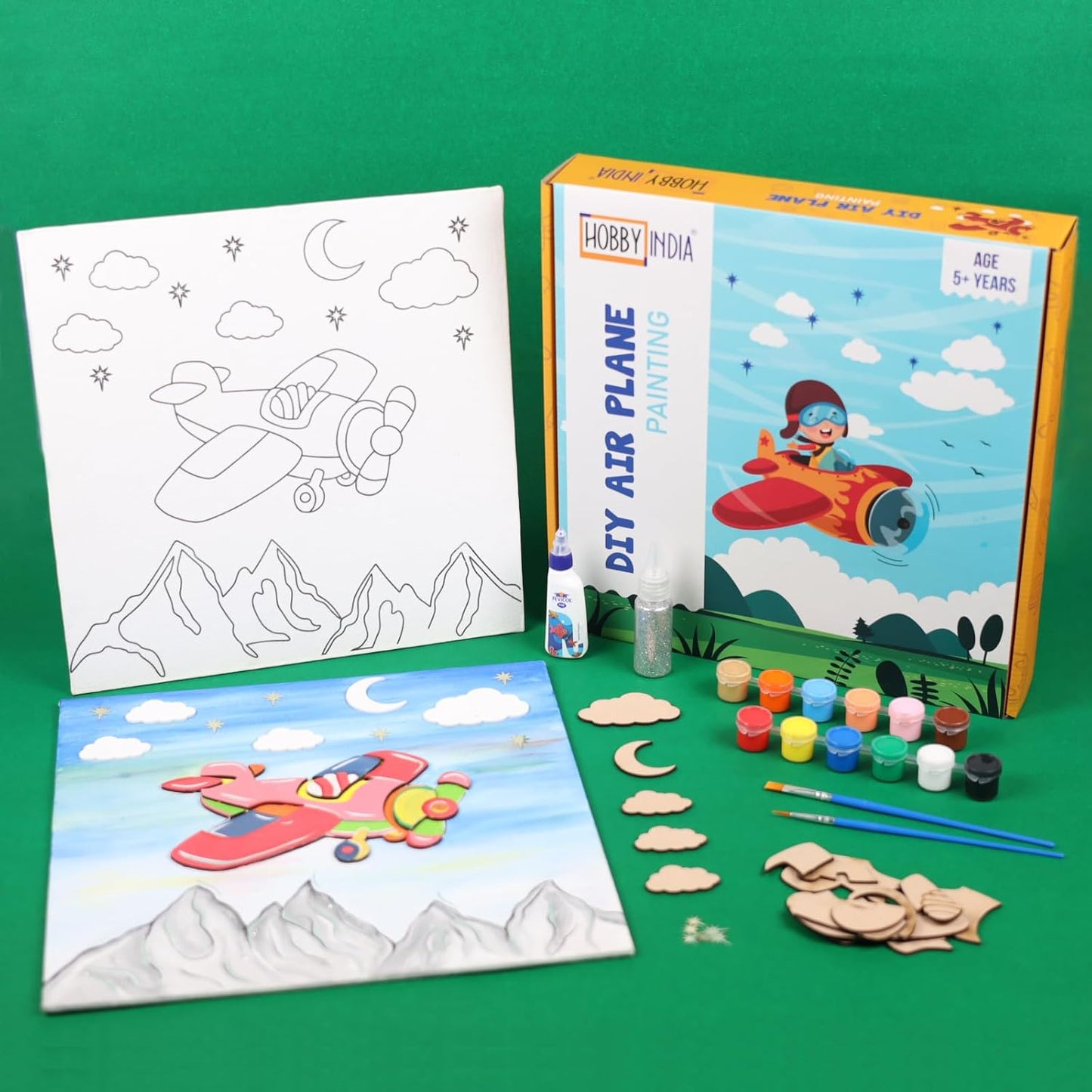 Air-Plane Theme Pre-Design Canvas -Paint It Yourself Activity Art and Craft Kit | Gifts for Kid's 5+ Age