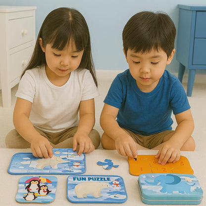 Jigsaw Puzzle Set in Metal Box – (Snow Bear Theme)