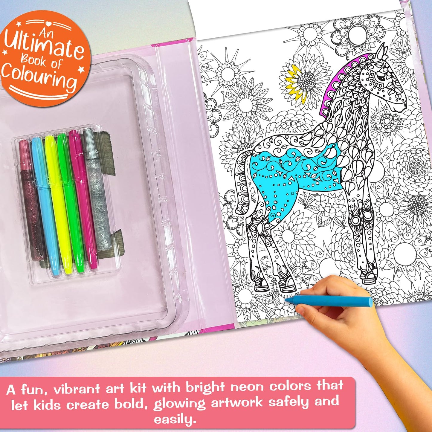 Unicorn Colouring Combo Kit | 32-Page Colouring Pad | 4+ Years