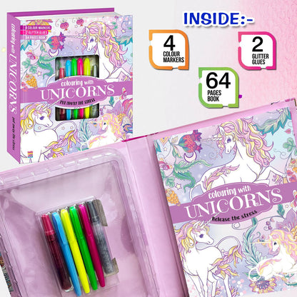 Unicorn Colouring Combo Kit | 32-Page Colouring Pad | 4+ Years