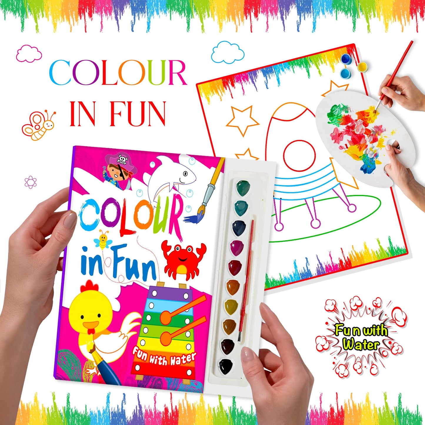 Fun with Water Colorings Kit for Kids (Pink)