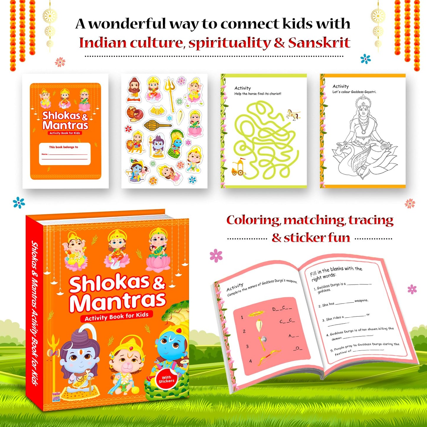 Shlokas & Mantras Activity Book for Kids | Stickers & Activities