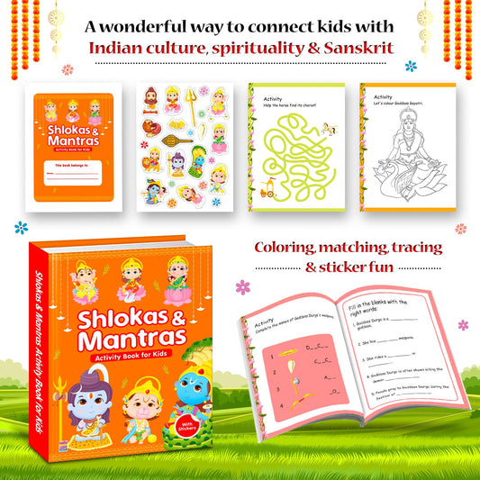 Shlokas & Mantras Activity Book for Kids | Stickers & Activities