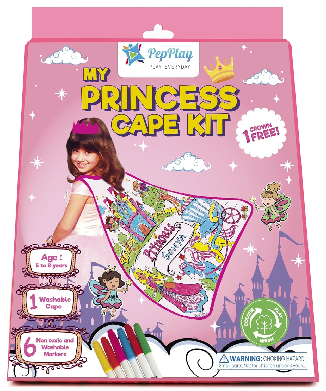 My Princess Cape Coloring Kit, 6 Smudge-Free