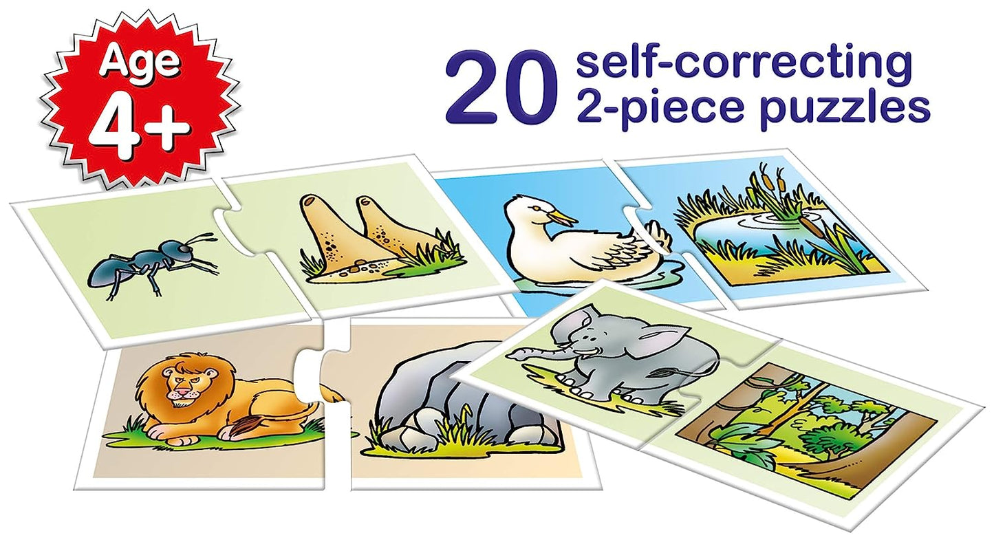Animal Homes Early Learner Matching Puzzles - Educational Toys and Games [40 Pieces, 20 Self-Correcting 2 Piece Puzzles, Age 4 Years Old and Above, Multicolour]