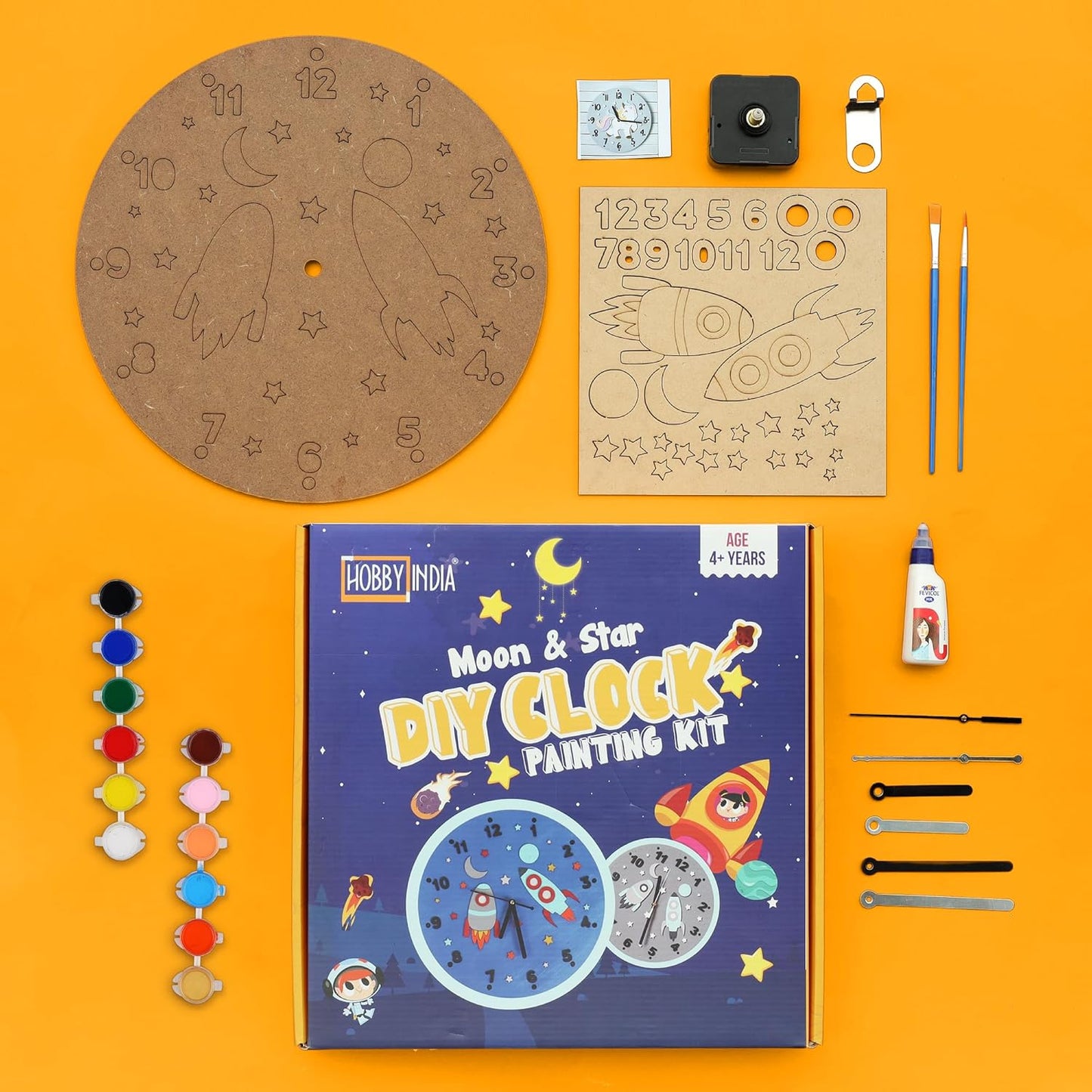 Moon & Star Theme Clock Making Kit- Paint It Yourself Activity Art & Crafts Kits for Kid's