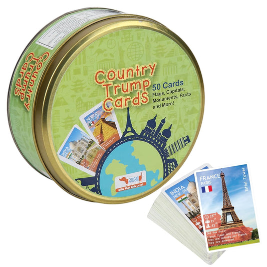 Country Trump Cards Game - Learn Geography for Kids- Flags of The World Flash Cards 8-12 Year Boys Girls Educational Learning Toy