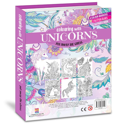 Unicorn Colouring Combo Kit | 32-Page Colouring Pad | 4+ Years