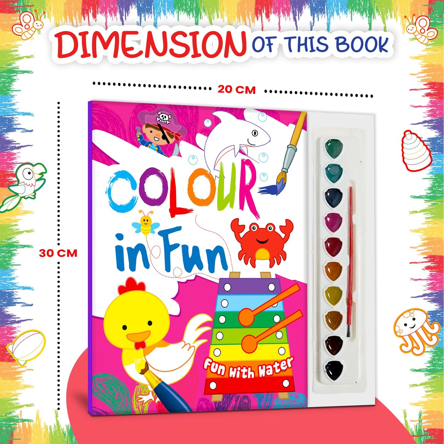 Fun with Water Colorings Kit for Kids (Pink)