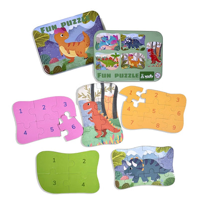 Jigsaw Puzzle Set in Metal Box –  (Dinosaur Theme)