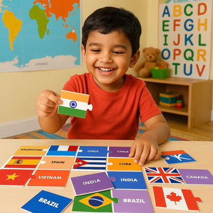 Flags Puzzle - 24 pairs self correcting jigsaw puzzle