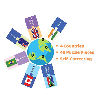 Flags Puzzle - 24 pairs self correcting jigsaw puzzle