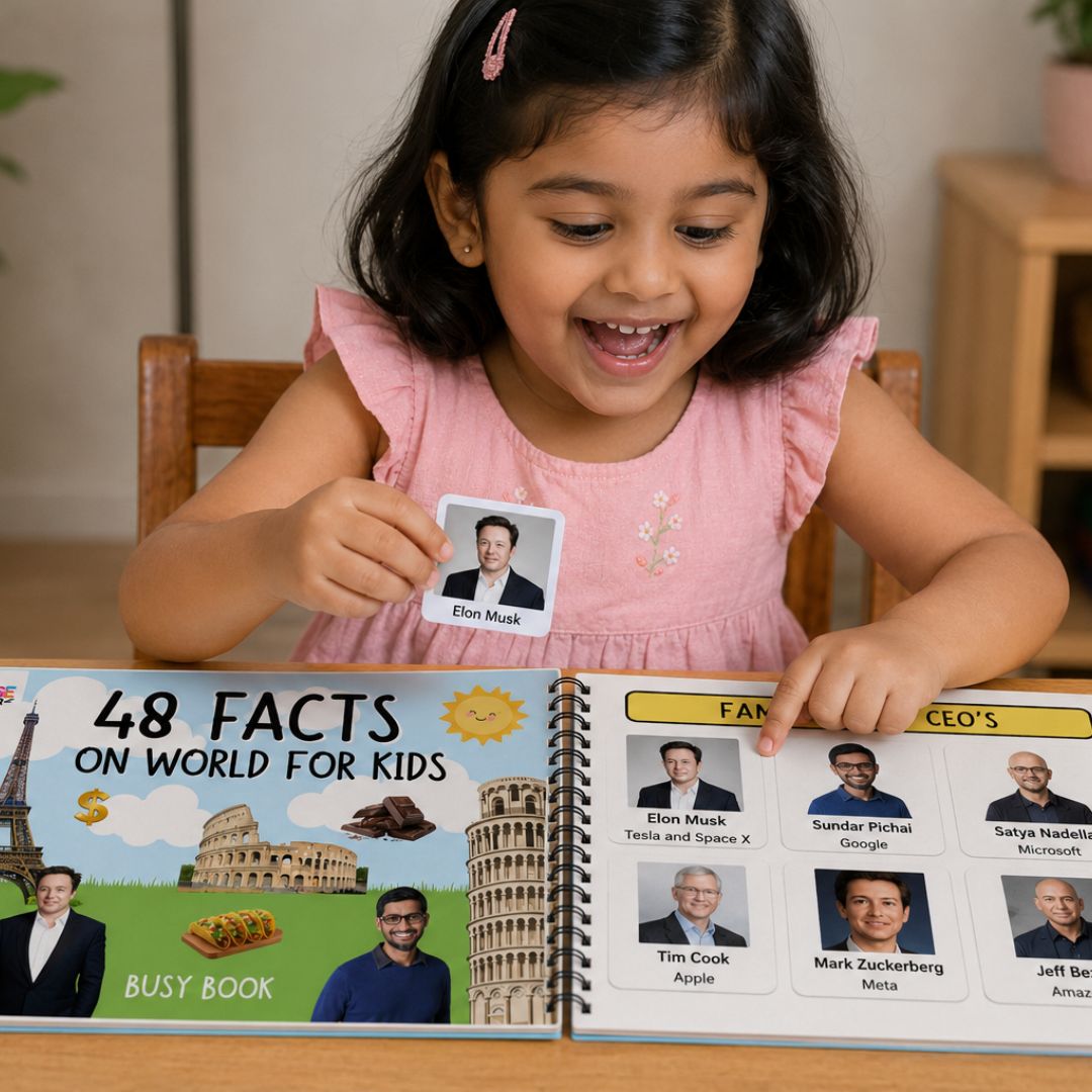 3 in 1 Kids Knowledge Busy Binder Book | India + World Facts + Logos