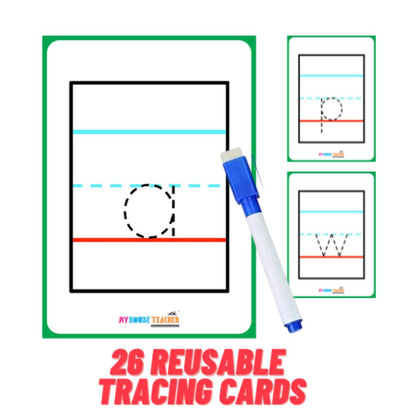 Small a to z Alphabet Tracing Reusable Flashcards