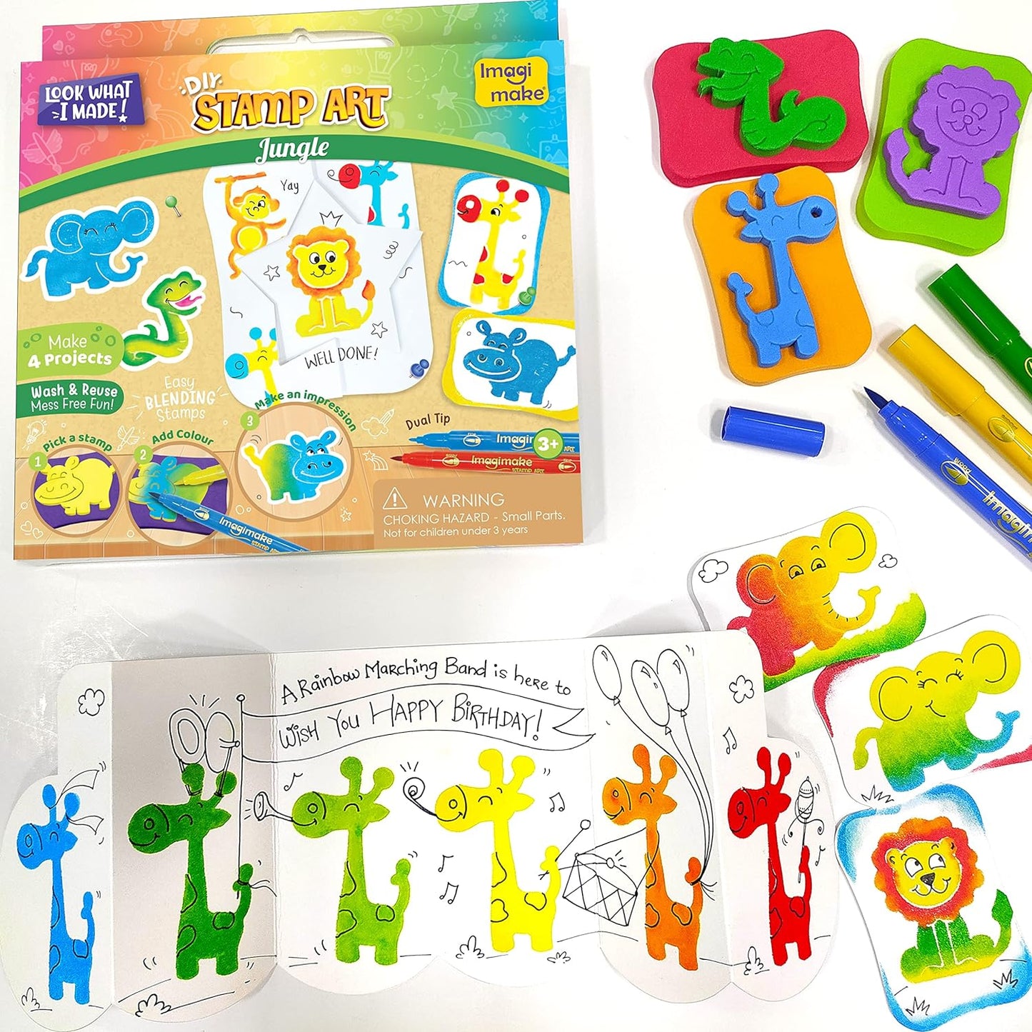 Imagimake Stamp Art Jungle | DIY Art and Craft Kit | Colouring & Stamping Set for Girls & Boys