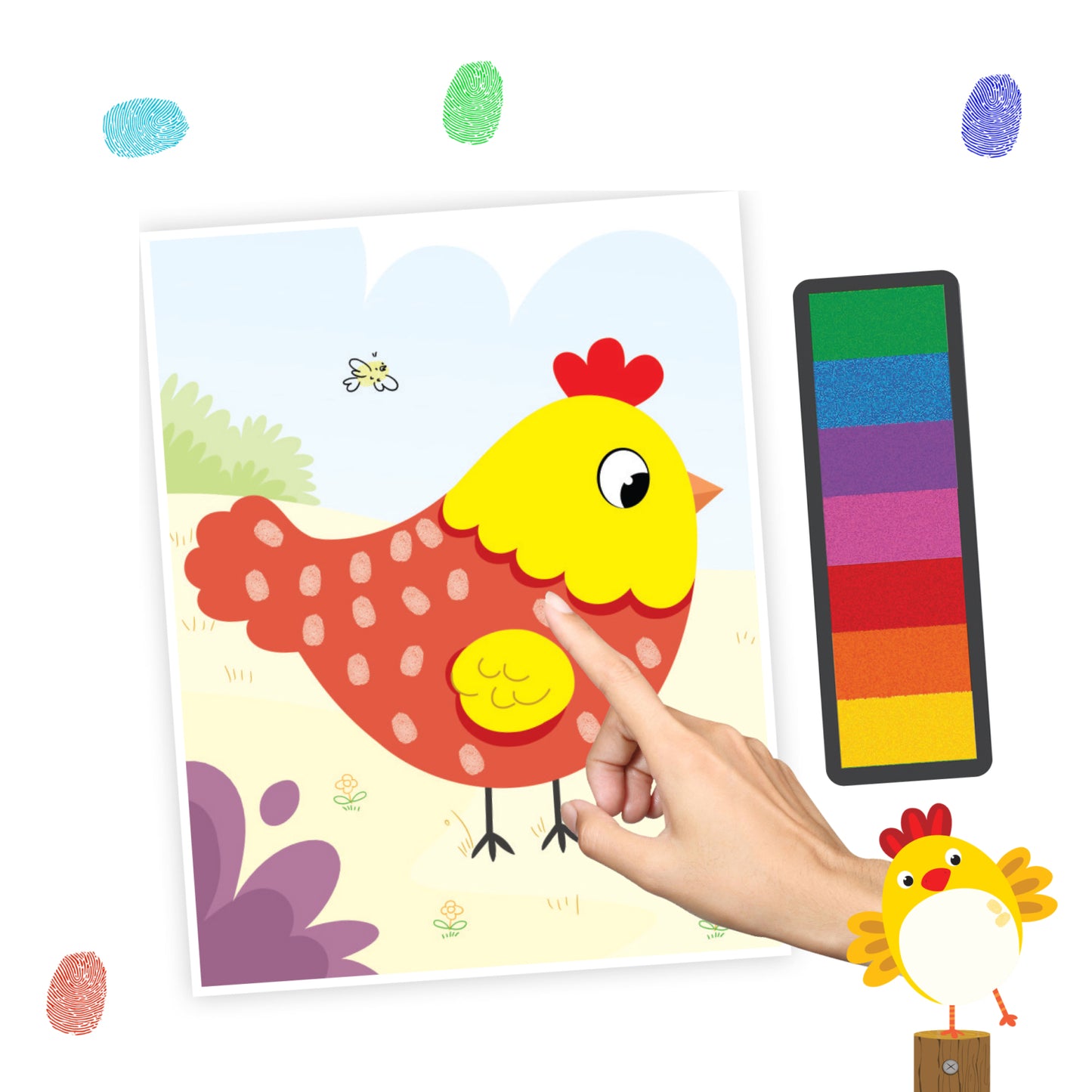 Fingerprint Art Activity Book for Children – Farm with Thumbprint Gadget