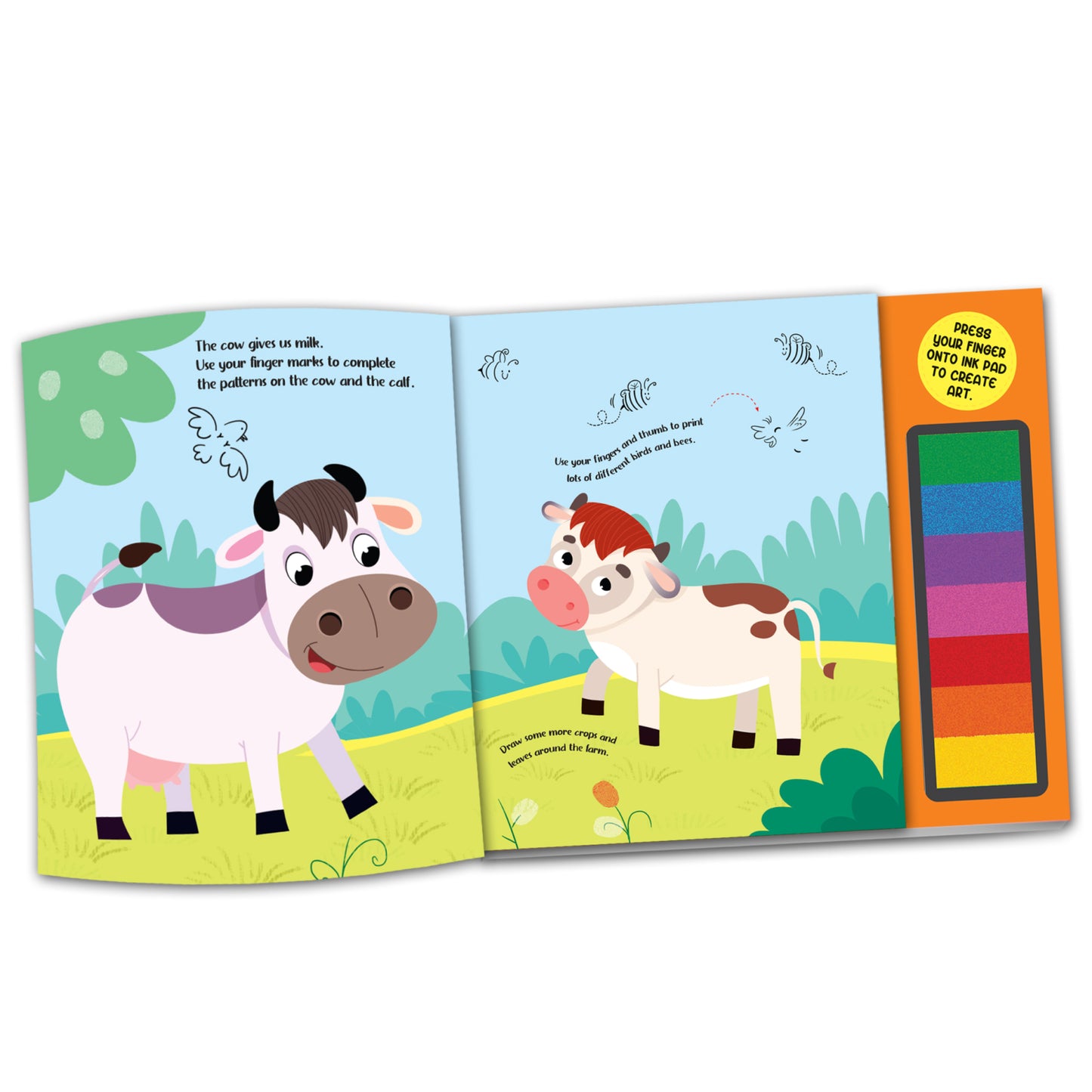 Fingerprint Art Activity Book for Children – Farm with Thumbprint Gadget