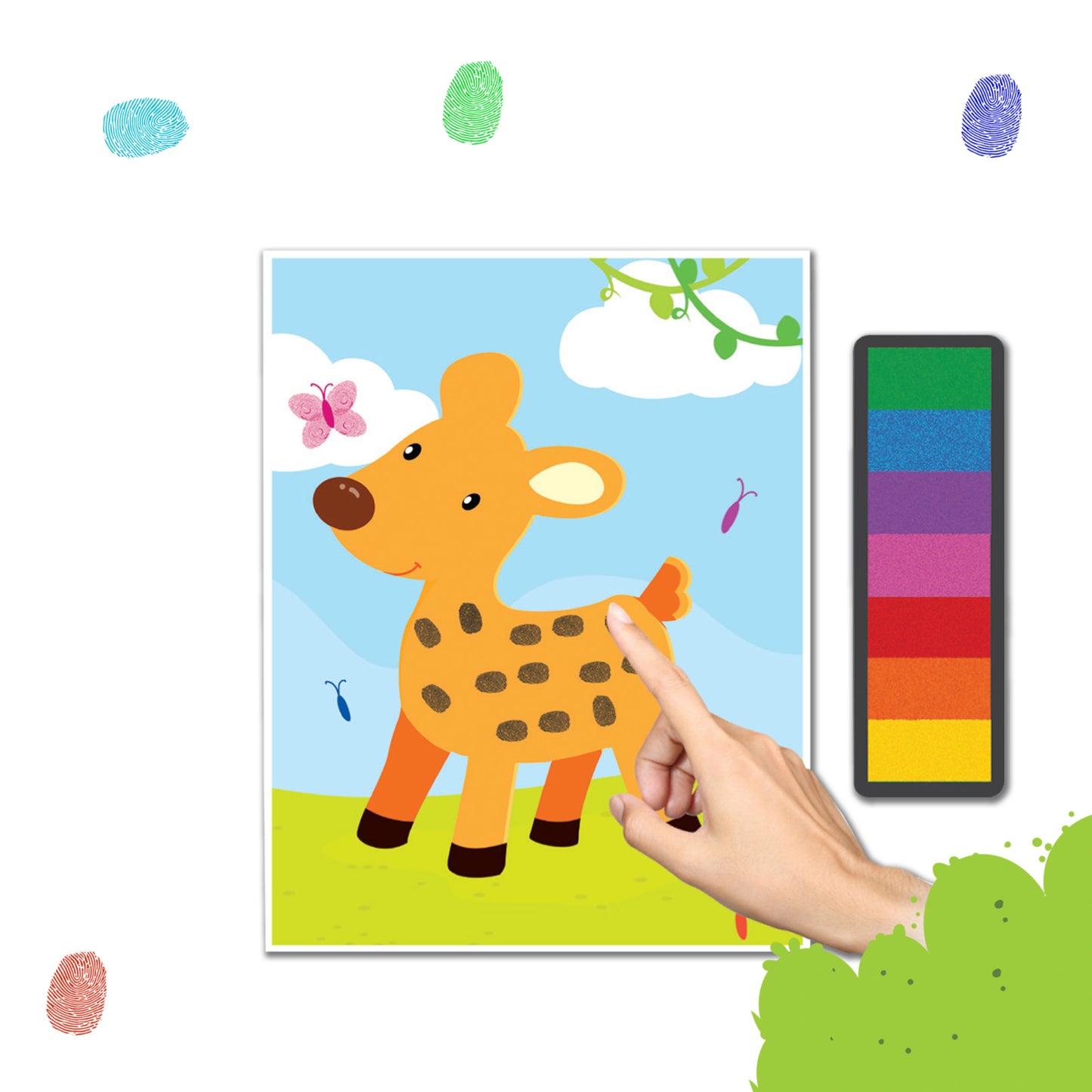 Fingerprint Art Activity Book for Children – Jungle with Thumbprint Gadget